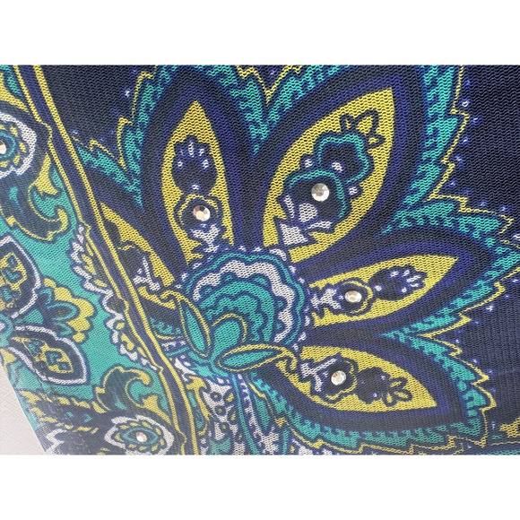 INC INTERNATIONAL CONCEPTS Women's MEDIUM Cold Shoulder Blouse Boho Rhinestones - Picture 4 of 7